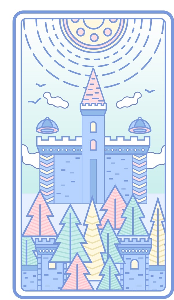 线性卡牌城堡蓝色
