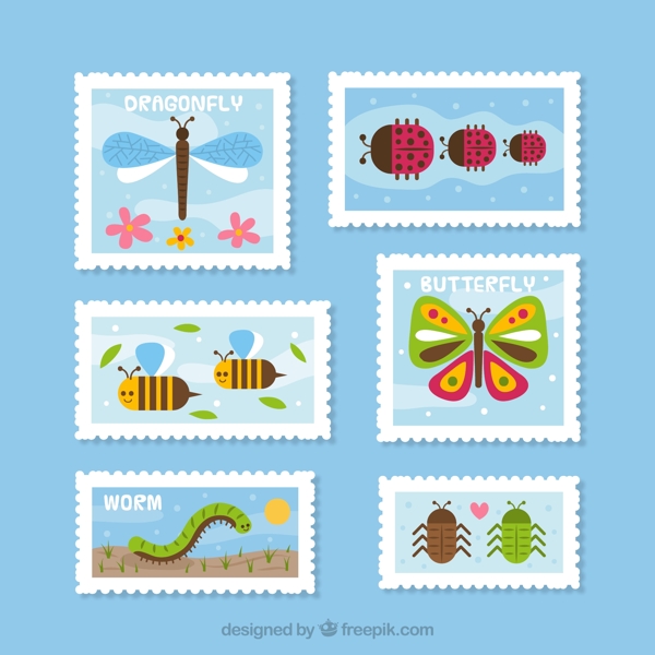 彩色昆虫邮票