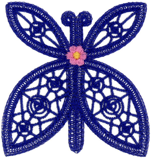 绣花动物昆虫蝴蝶宝石蓝色免费素材