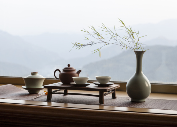 茶艺茶具意境背景海报素材图片