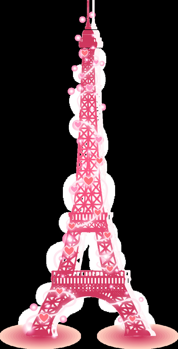 粉色爱心铁塔素材设计