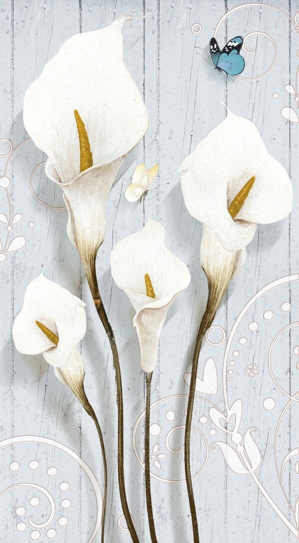 现代简约白色花朵立体雕刻画