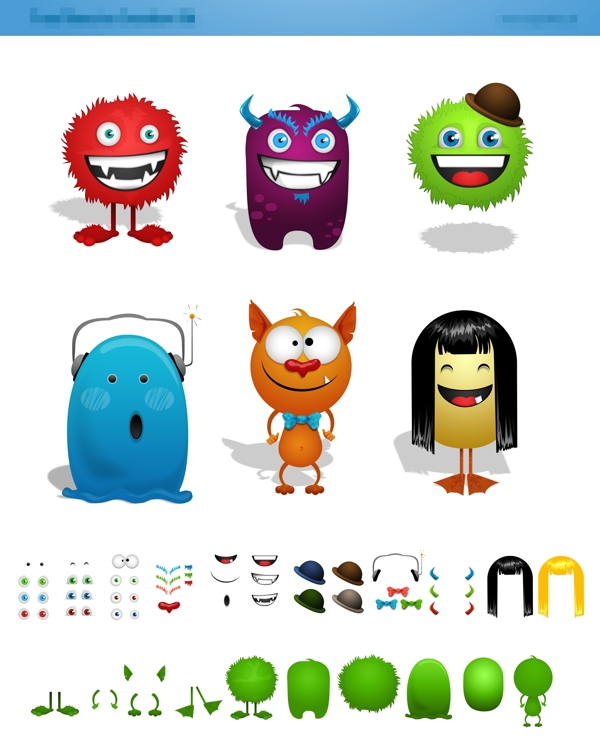 多款彩色怪物icon图标设计