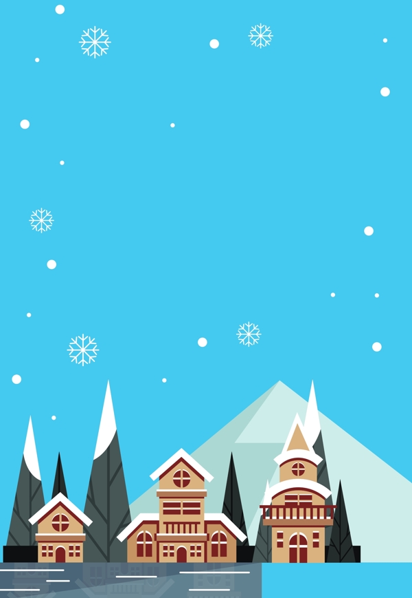 冬季雪山城堡海报背景设计
