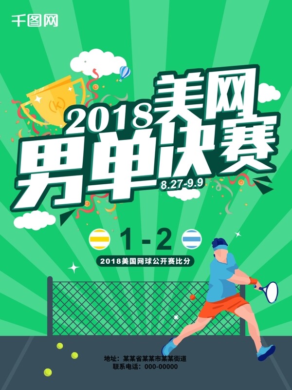 美网男单决赛评比海报