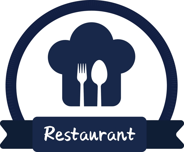 矢量图水彩蓝色餐厅图标