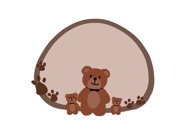 棕色小熊边框插画