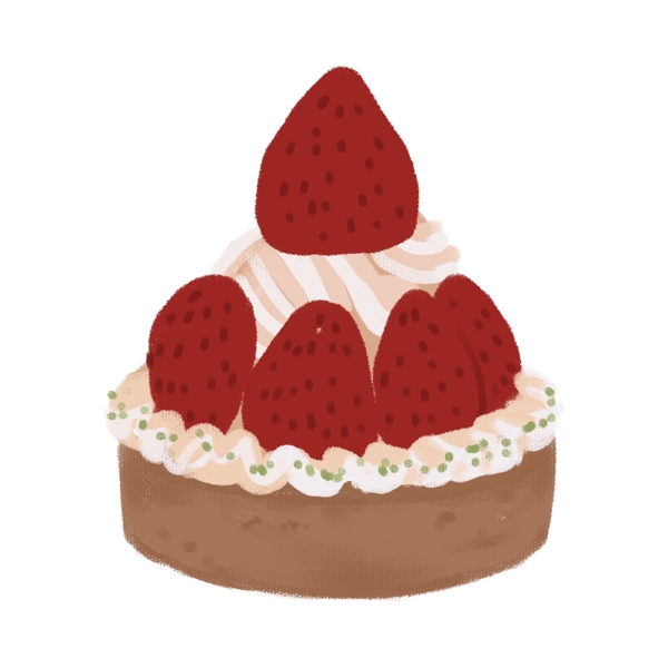 奶油草莓塔插画手绘
