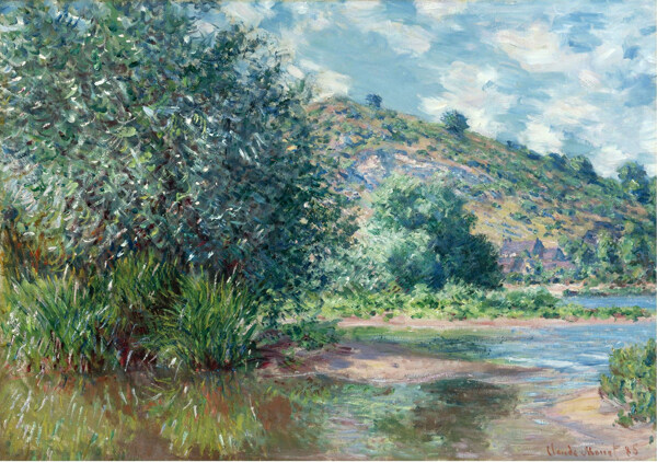 ClaudeMonetLandscapeatPortVillez1885法国画家克劳德.莫奈oscarclaudeMonet风景油画装饰画