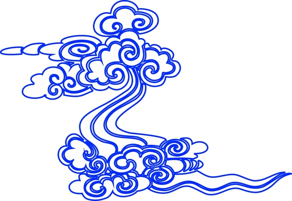 中国传统线性云祥云AI矢量素材图案