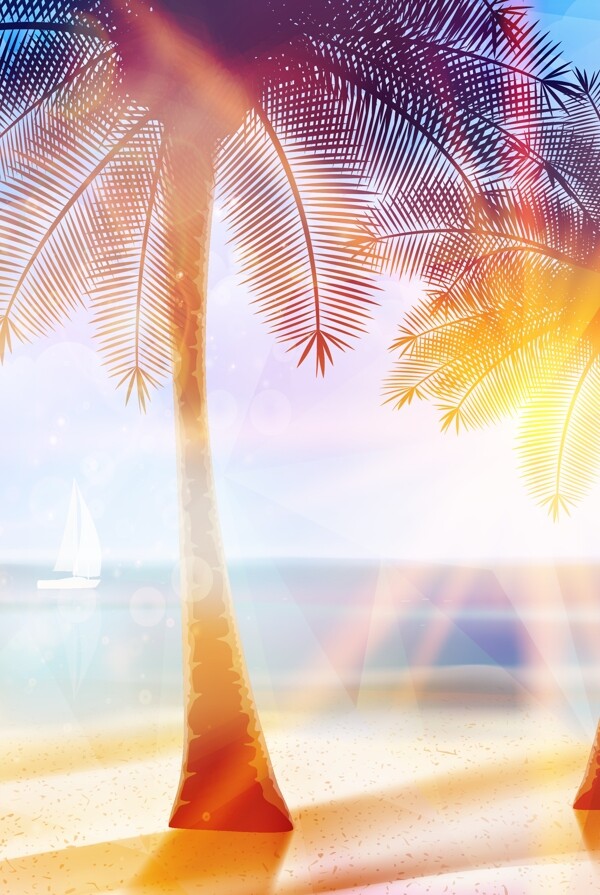 海边椰子树海报