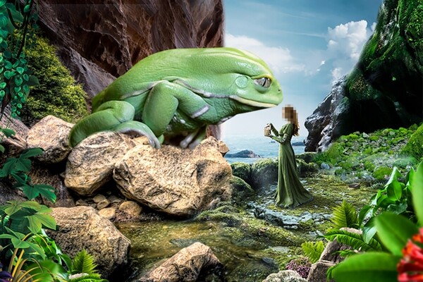 美女与青蛙背景海报