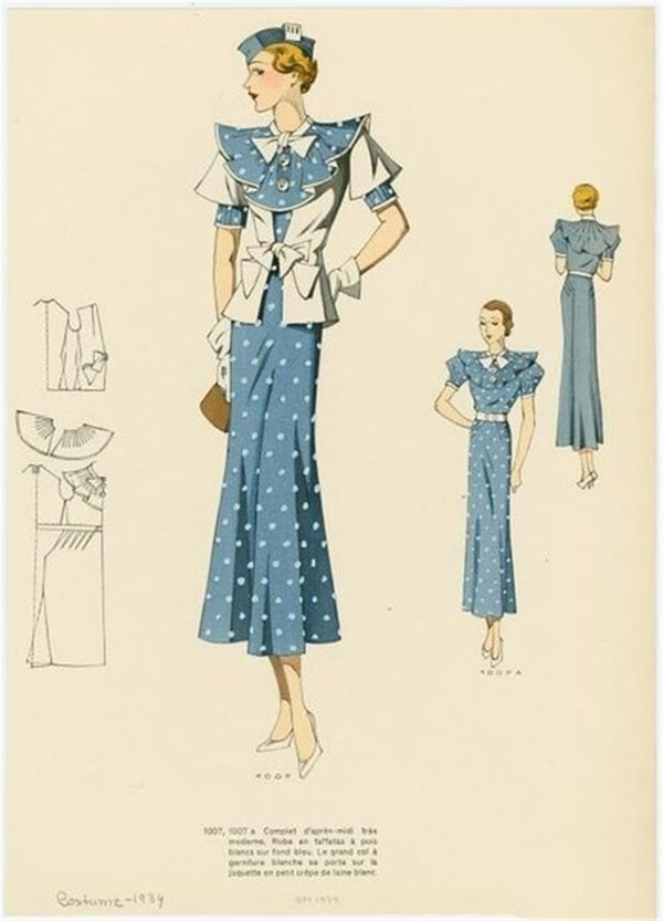 浅蓝色斑点长裙设计图