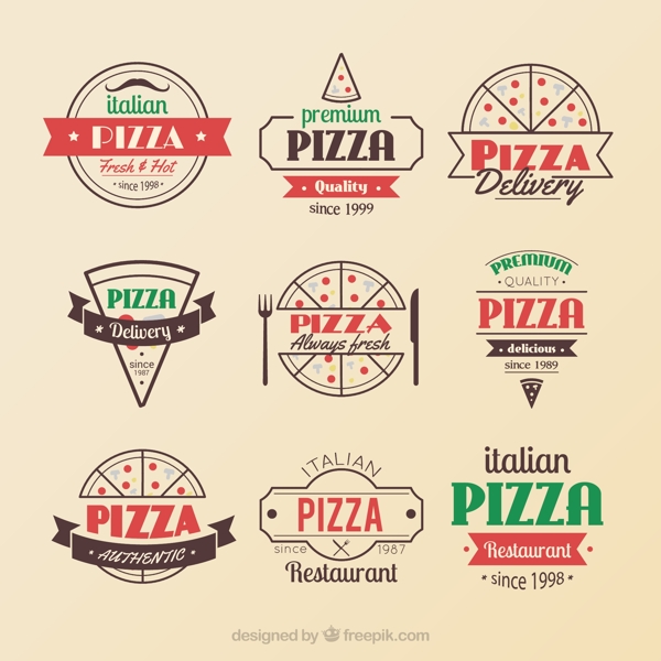 9款复古披萨标志矢量素材