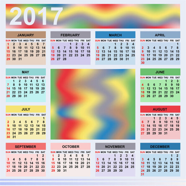 彩色霓虹2017年日历图片
