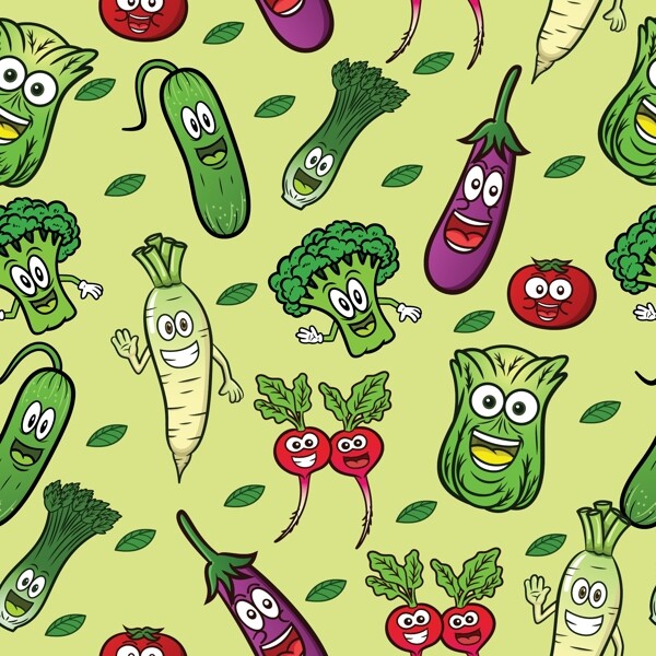 手绘各种蔬菜装饰图案背景