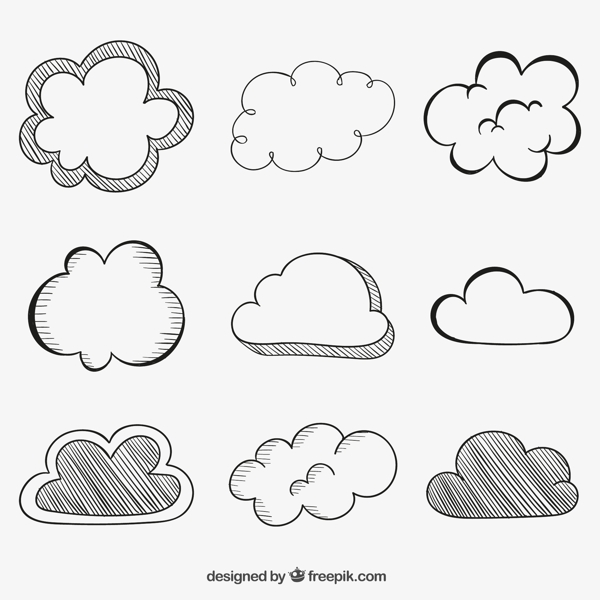 9款手绘云朵设计矢量图