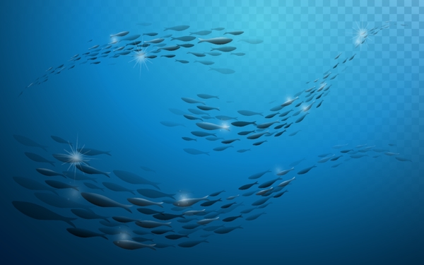 蓝色深海里的鱼群