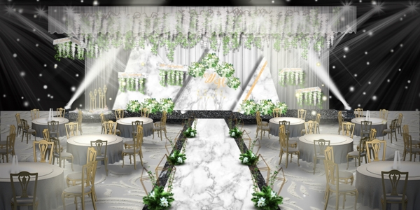 白绿小清新婚礼效果图