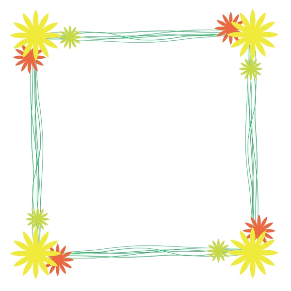 花朵方形边框元素设计