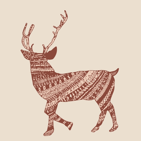 圣诞节麋鹿创意设计矢量素