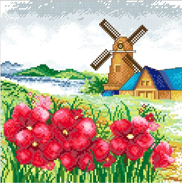 韩国风景之春十字绣图片