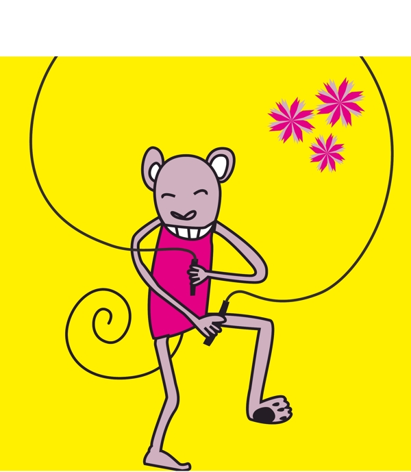 印花矢量图可爱卡通卡通动物老鼠色彩免费素材