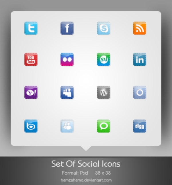 16微创PSD的社交媒体图标集