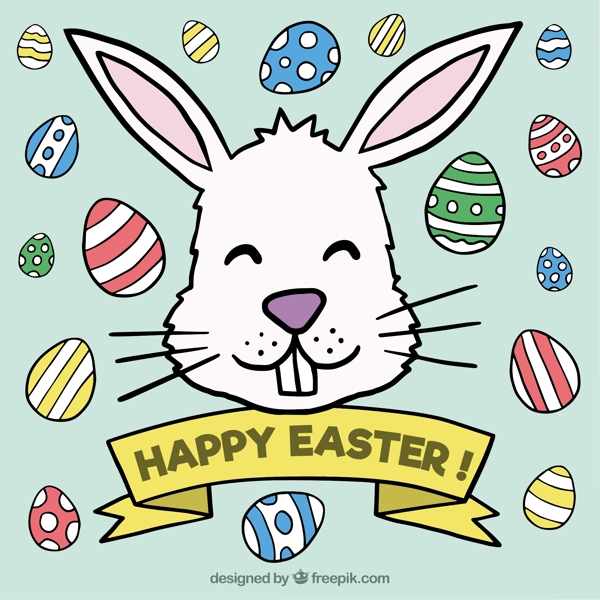 复活节彩蛋手绘兔的背景