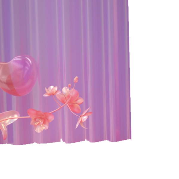 紫色的窗帘和花朵免抠图