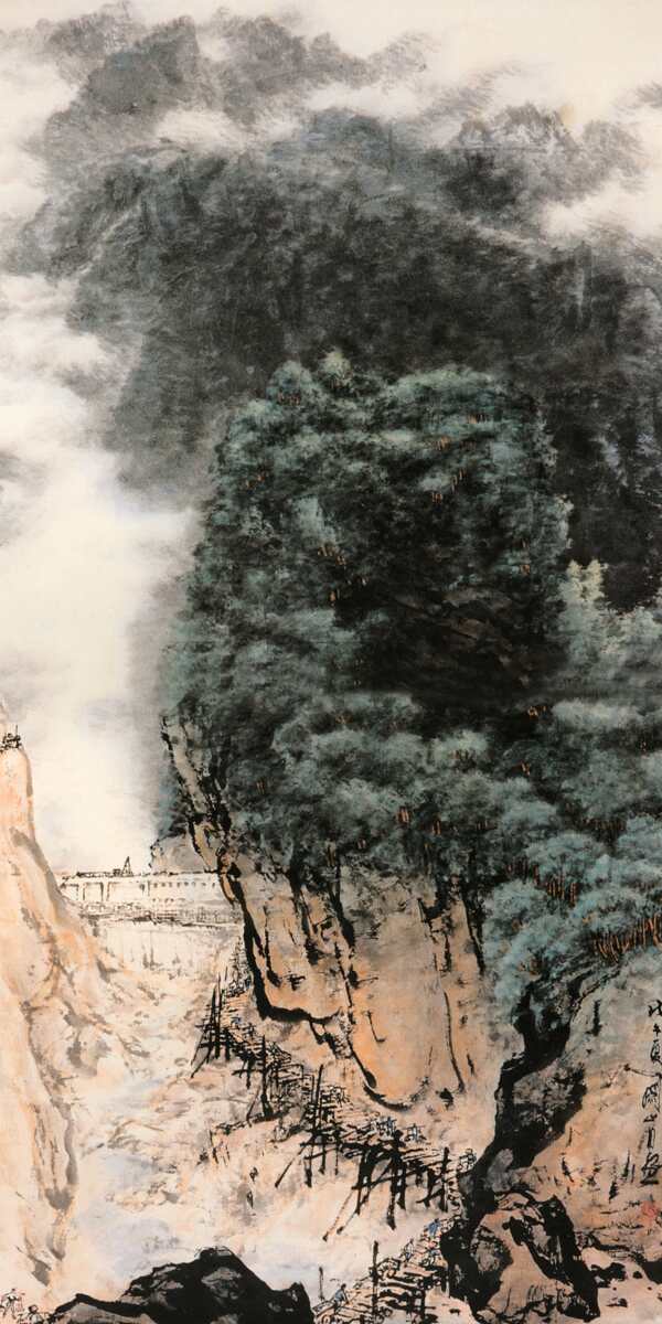 中国现代名家名画中国画罗浮山水电站图片