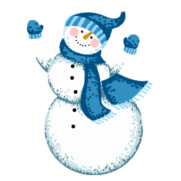 蓝色圣诞雪人小清新设计可商用元素