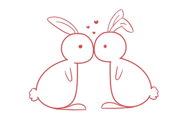手绘浪漫爱情兔子插画
