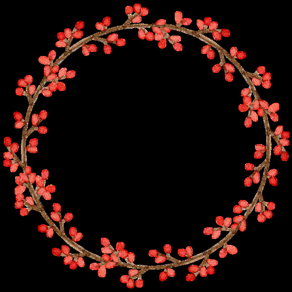树枝编织花环透明装饰素材
