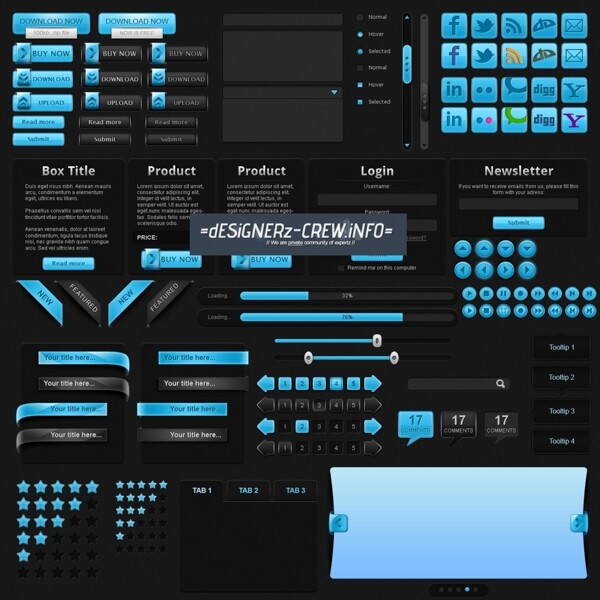 蓝色web网页元素UI素材