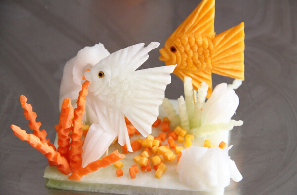 食品雕刻神仙鱼图片
