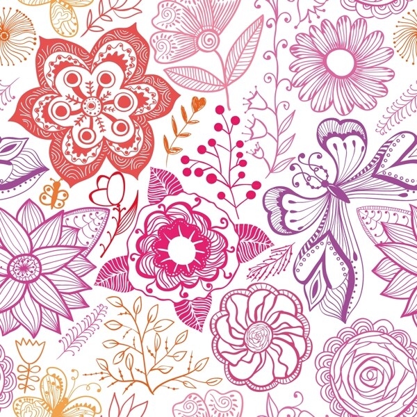 花鸟无休止的花卉图案的无缝模式的无缝纹理可用于墙纸