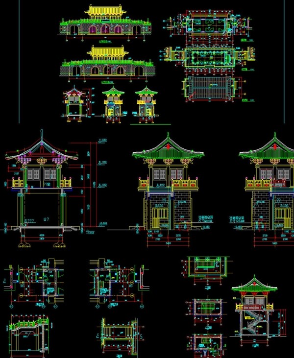 仿古山门建筑施工图