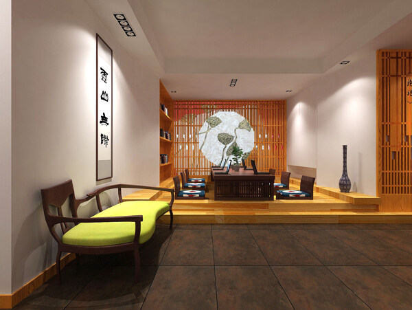 现代时尚办公室浅绿色沙发垫工装装修效果图
