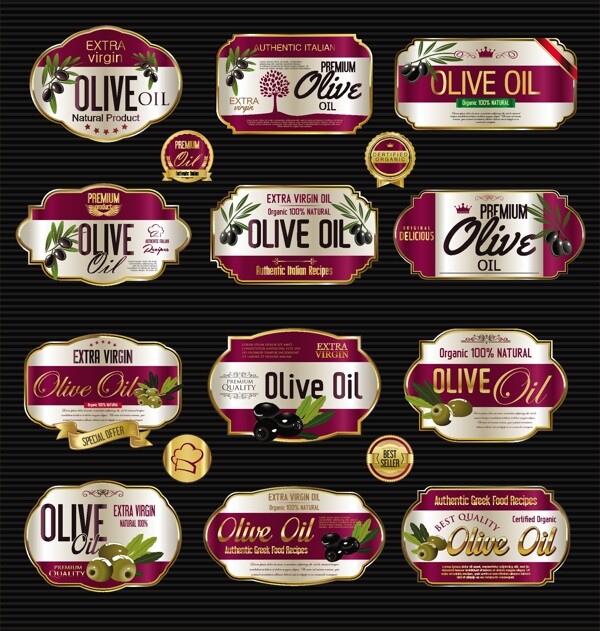 时尚橄榄油标签设计矢量素材