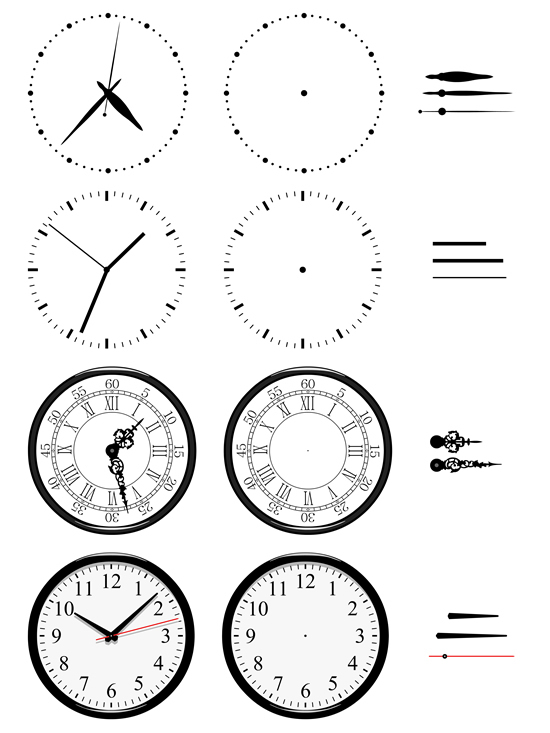 各种圆形指针时钟模板矢量素材
