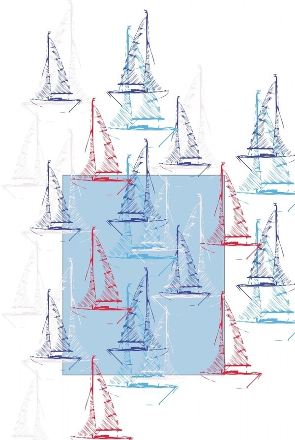 矢量循环卡通帆船背景底纹