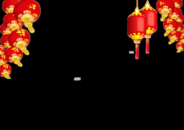 红色中式新年灯笼装饰素材