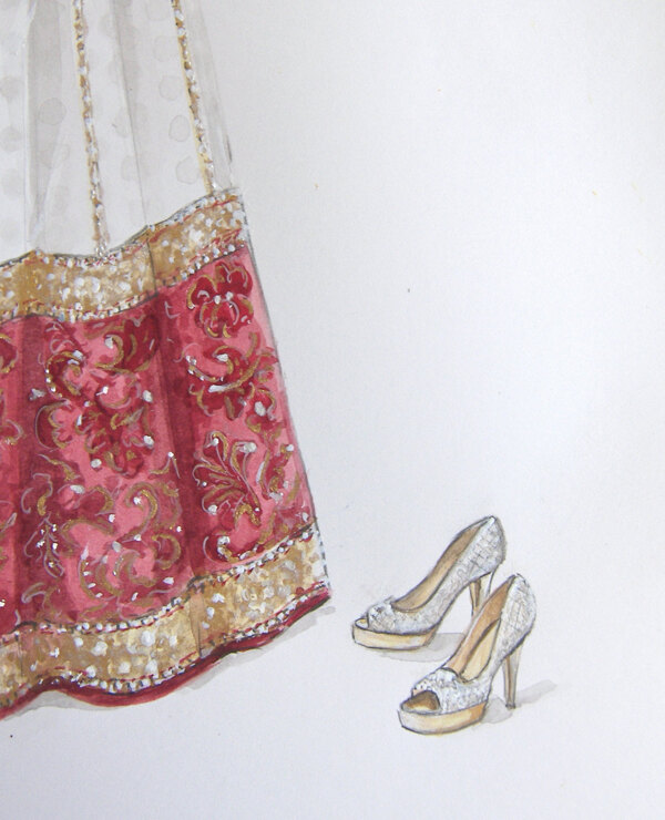 古典婚纱裙高跟鞋设计图