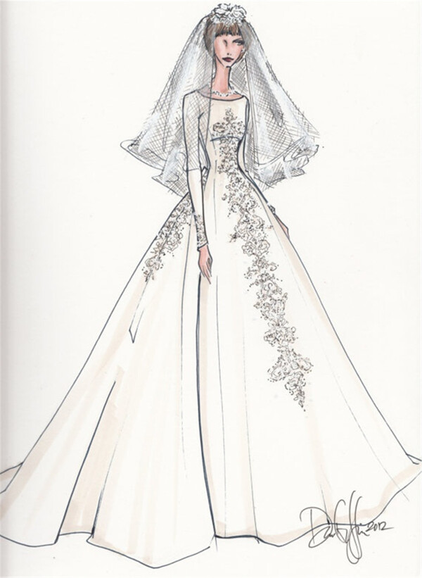 白色婚纱裙设计图