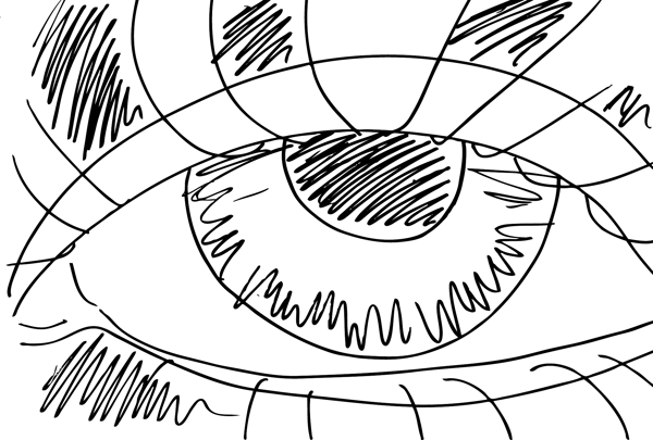 概述了抽象的眼睛矢量插画草图