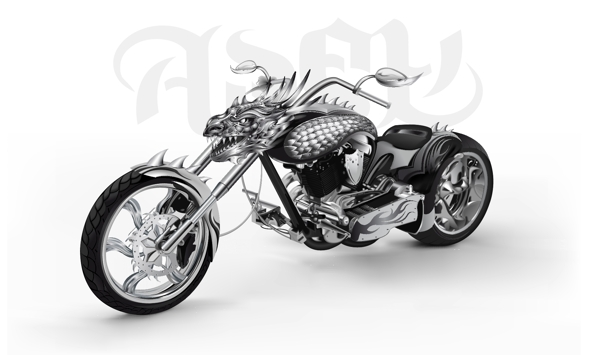 很酷的漫画风格的金属水龙头摩托车矢量素材