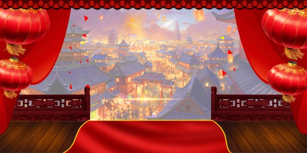 中国风新年节日喜庆场景背景