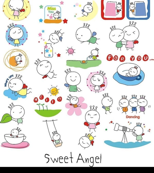 韩国小天使矢量图图片