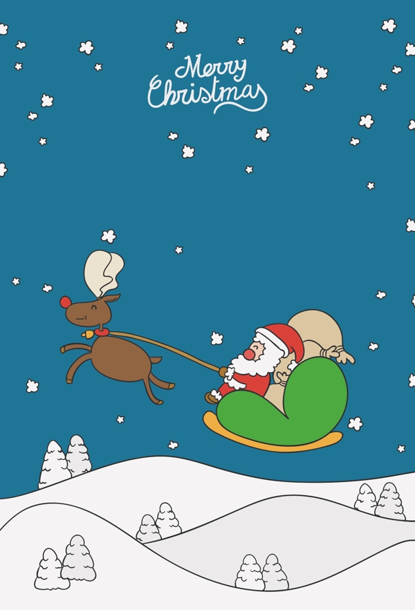 圣诞老人骑驯鹿海报背景素材